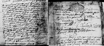 Mariage à St-Fulgent le 29 janvier 1729 entre Me Gabriel BOUQIE, chirurgien, et Dlle Jeanne Marguerite FRAPPIER