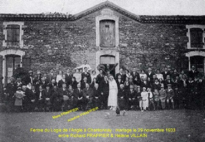 Mariage au Logis de l'Angle à Chantonnay le 29 novembre 1933 entre Richard FRAPPIER et Hélène VILLAIN